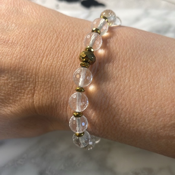Clear faceted quartz bracelet - Picture 2 of 3